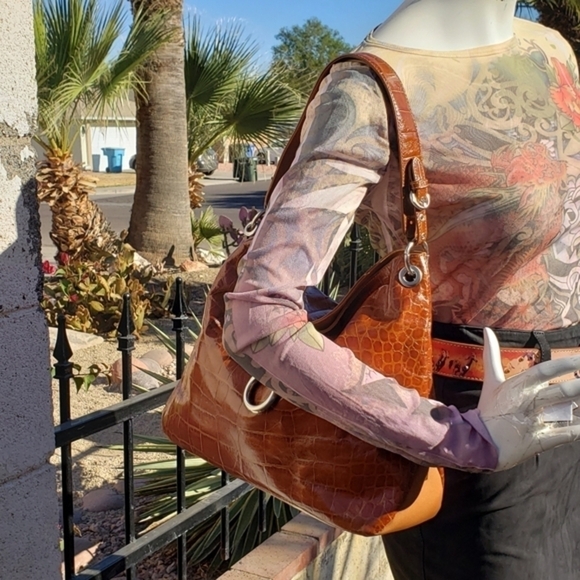 Brown Franco Sarto faux Crocodile embossed leather - Picture 3 of 7